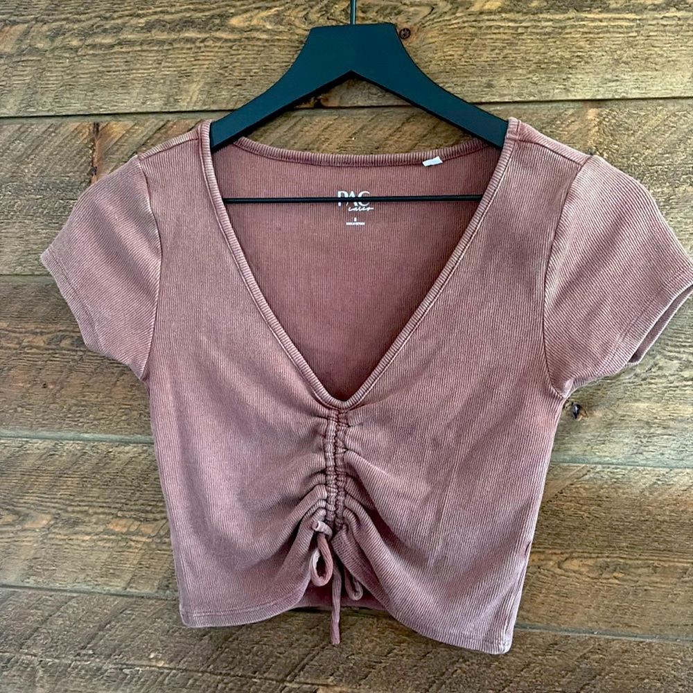 Pacsun Cropped T-shirt, Brown Worn-out Look